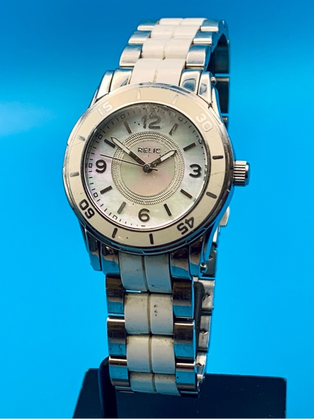 RELIC By FOSSIL ZR11883 Women’s Wristwatch MOP Dial All St Steel Works New Batt